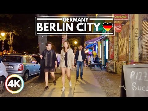 🇩🇪 A Long Night Walk in the Streets of Berlin, Germany Walking Tour in 4K