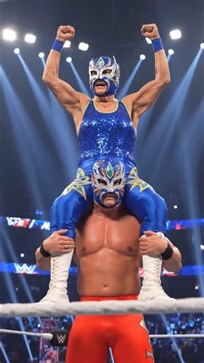 she gets on my shoulders to perform a finishing moveon a wrestler already on the ground #actionbound