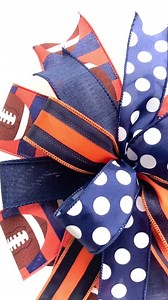 Orange and Navy Football Wreath Bow, Football Ribbon, College Bow Decor, Lantern Bow, Tailgating Bow, Tree Topper Bow - Etsy