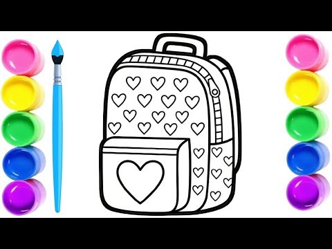 WOW🎉Cute Bag Drawing for Kids✏️Simple School Bag Drawing and Coloring | Step by Step for Beginners ✨