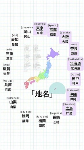 日语学习每日打卡第3天：日语地名 #日语 #日语学习 #日语单词 #日语教学 #日本語#日语入门#japanese