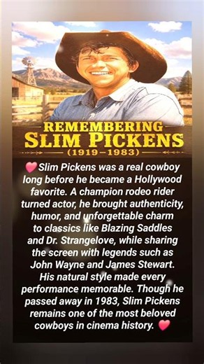 Remembering Slim Pickens – The Real Cowboy Who Became a Hollywood Legend 🤠🕊️ #shorts #viral #story