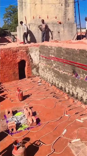 How is a fire started in a brick kiln🫡 #shortvideo