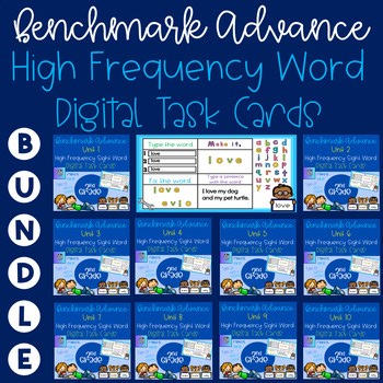 2nd Grade Sight Word Task Cards Benchmark Advance Google Slides Yearlong Bundle