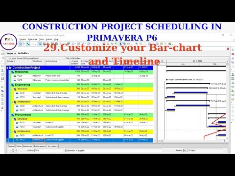 29. Scheduling in Primavera P6 || Customize Your Bar chart and Timeline