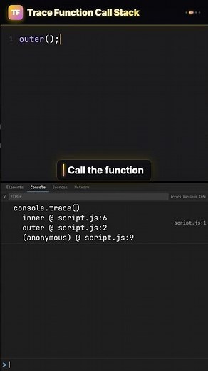 Trace function calls with console.trace() - debug complex JavaScript flows #Shorts
