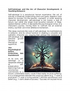 Self-Sabotage in Character Education Worksheet Classwork, Homework