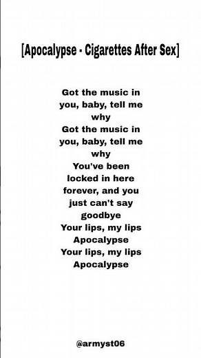 Apocalypse - Cigarettes After Sex (lyrics) #viral #lyrics #song #shorts #fyp#explore#pop#viralshorts