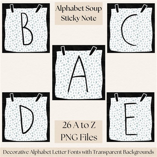 Alphabet Sticky Note Letters PNG – A–Z Uppercase Lettering, Printable Bulletin Board Clipart, Transparent Background - Etsy