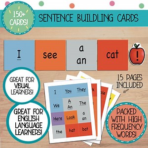 Fun Sentence Building Cards, Colorful Sentence Construction Activity, Playful Sentence Making Printable Flash Cards, Sentence Formation Tool - Etsy