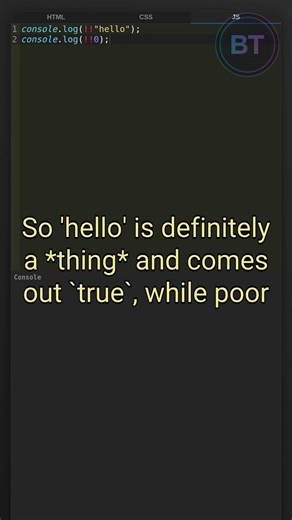 JavaScript Truthy vs Falsy Explained in 30s #coding