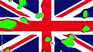 liquid paint splatter britain flag dissolving and appearing on chroma key green screen new quality unique cartoon animation dynamic joyful cool video footage Stock Video