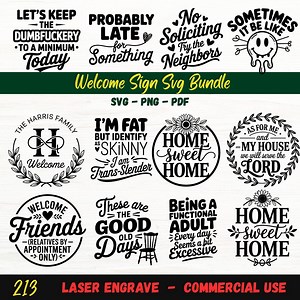 Welcome Sign Laser Engraving SVG With PNG and PDF Digital Files for Glowforge Cricut Silhouette and Cutting Machines Farmhouse Decor - Etsy