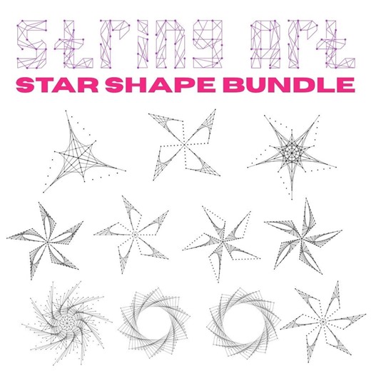 String Art 24 Worksheet Bundle | Curve Stitching Templates | Star Designs | Math Art PDF | Sewing on Paper - Etsy