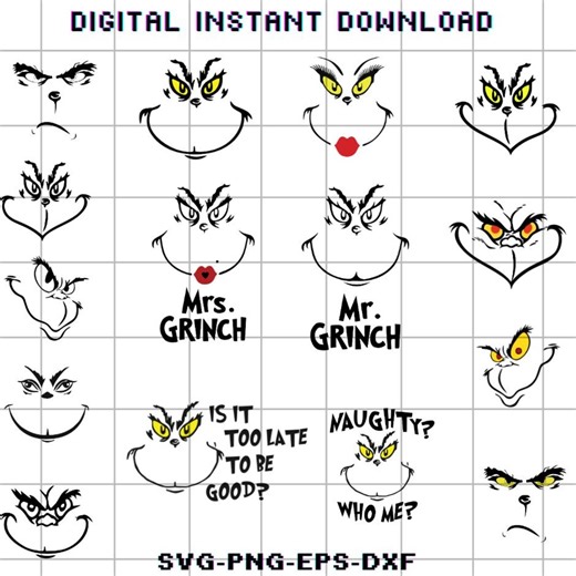 Grinch Christmas SVG Bundle: Grinch Faces, Grinchmas Svg - Etsy