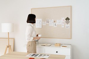 Modern Bulletin Board, Designer Linen Pin Board, Fabric Cork Board, Large Notice Board Organizer, Wall Mounted Sleek Mood Board for Work - Etsy