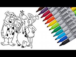 How to Draw Flintstones 🏔️🫶⛏️ Coloring Fred Wilma Dino Dinosaur 🎨 Easy Drawing Step-By-Step For Kids