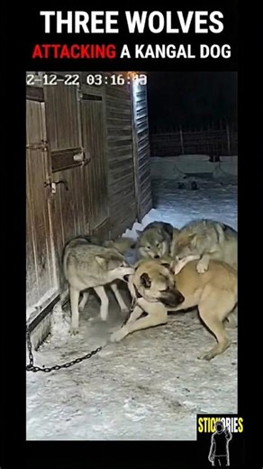 Chained Dog vs. Hungry WOLVES! 🐺🐕 Bloody Battle! 🩸 Did He Survive? 😱 #shorts