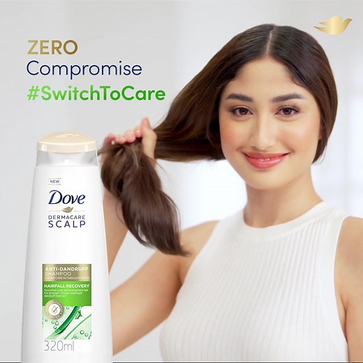 Get the most care for your hair. With Dove Dermacare Scalp Hairfall Recovery, you get zero compromise with scalp care actives and Vitamin B3 complex for dandruff-free, no visible flakes, with regular use and stronger hair, against breakage vs. non-conditioning shampoo, with regular use! ASC Ref. No. U0141P070423D | Dove