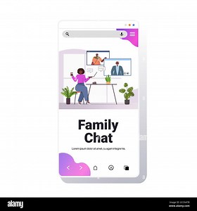 african american woman having virtual meeting with senior parents in web browser windows video call family chat online communication concept smartphone screen copy space vector illustration Stock Vector Image & Art - Alamy