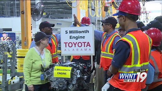 The Toyota Motor Manufacturing Alabama plant is celebrating a milestone. The plant has made their 5 Millionth engine. The plant's president says the milestone symbolizes the great team work they have. Huntsville, Alabama Toyota USA WHNT News 19 | Aaron Cantrell