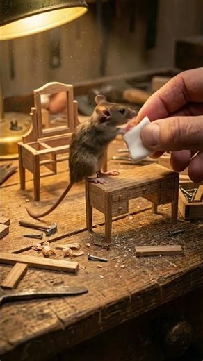 This Mouse is a Master Carpenter 🐭 Watch Him Build a Tiny Desk!