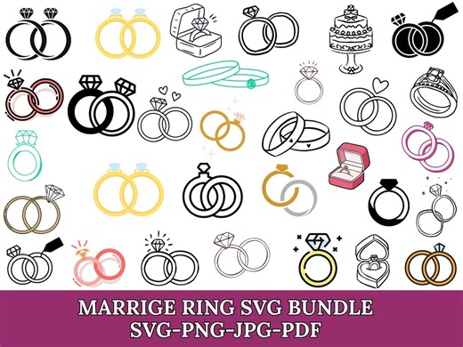 Wedding Ring SVG Bundle, Engagement Ring SVG Vector Files, Diamond Ring Svg, Groom and Bride Vector, Wedding Svg, Marriage Svg, Silhouette - Etsy