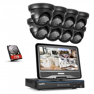 SANNCE kit vidéo surveillance cctv système 8CH 10.1pouce LCD DVR enregistreur    caméra survellance HD 720p  dôme vision nocture 20m