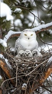 Snowy owl with chicks❤️. #owl #snowyowl #wildbirds #DreamScreenAI