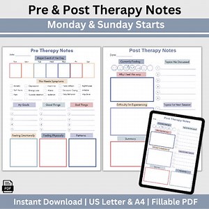Pre & Post Therapy Notes, Therapy Session Log, Session Planner, Counseling Notes