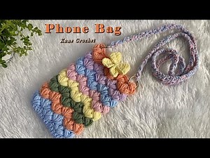 CROCHET PHONE BAG 🌈 How to Crochet Mobile Phone Bag 🎀 Crossbody Bag