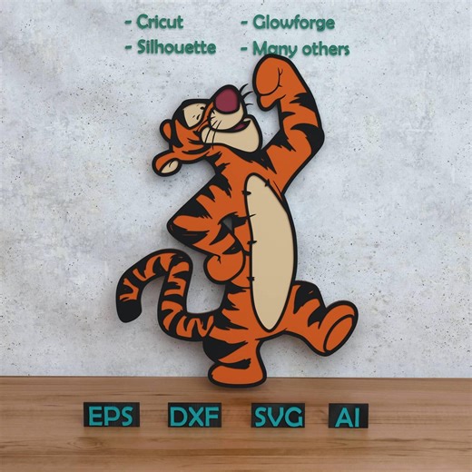 Cartoon Tiger Shadow Box SVG, Winnie Layered Design for Cricut X-tool Glowforge (digital Download) - Etsy