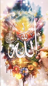 Stunning Name of Allah Islamic Calligraphy with Nature Art