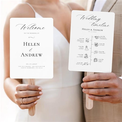 Modern Wedding Program Fan Template | Editable Timeline (instant Download) - Etsy
