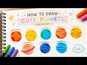 Easy Planet Drawing Tutorial with Acrylic Brush Pens | Easy Kawaii Solar System Drawing for Kids