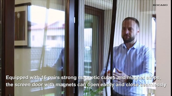 KOCASO Magnetic Screen Door, 39" x 82" Heavy Duty Screen Door Mesh Curtain with Magnets, Hands Free Door Screen Magnetic Closure for Sliding Door Patio, Pet and Kid Friendly, Fit Door Size 39 x 82Inch