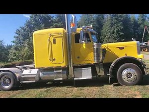 3408 CAT V8 long hood 359 peterbilt with straight pipes running walk around