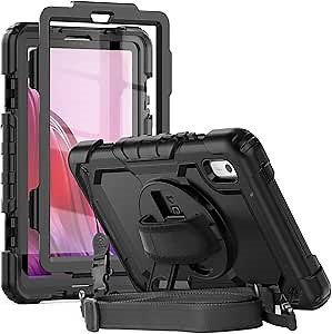 Case for Lenovo Tab M9 TB-310FU 2023 Released with Pen Holder Screen Protector | Three Layer Shockproof Defender Protective Cover W/Stand Hand Strap for Lenovo 9.0 Inch Tab M9 | Black