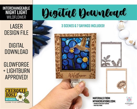 Wildflowers Laser Cut Night Light SVG: Interchangeable Flex and Scene (digital File Only) - Etsy