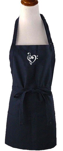 Treble G Clef Heart Embroidery on Apron Personalized Monogram Love Music 4 Sizes Custom Made - Etsy