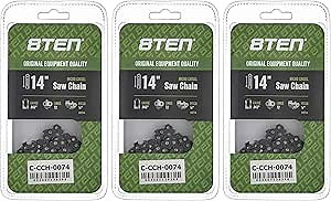 8TEN Micro Chisel Chainsaw Chain 14 Inch .043 1/4 72DL for Stihl MSA120 C-B 3670 005 0072 71PM372 (3 Pack)
