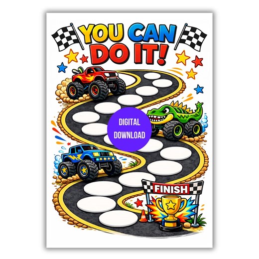 Printable Reward Chart, Behavior Chart, Potty Training Chart, Habit Tracker, Monster Truck Kids Reward Chart, Chore Chart, Digital Download - Etsy