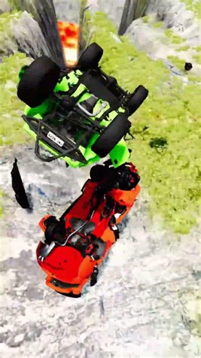 Cars & School Bus vs Giant Pit Bollards Crash #17 - BeamNG.Drive