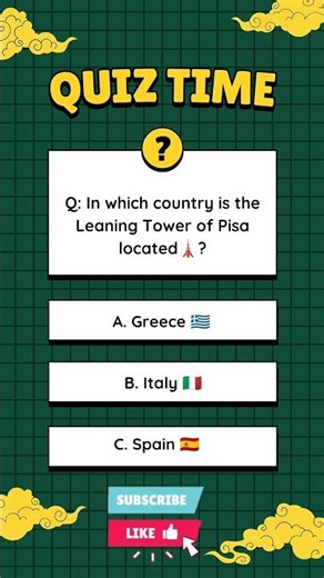 🗼 Leaning Tower of Pisa Quiz! Only Smart People Get It Right 🤔#short #ytshorts #quiz #education