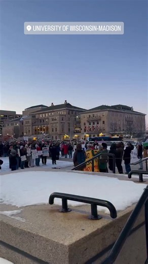 Students gather on University of Wisconsin-Madison's Library Mall to protest federal immigration enforcement and recent shootings by federal agents in Minneapolis. | The Capital Times