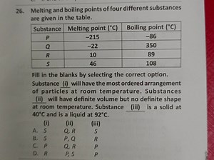 Melting and boiling points of four different substances are giv... | Filo