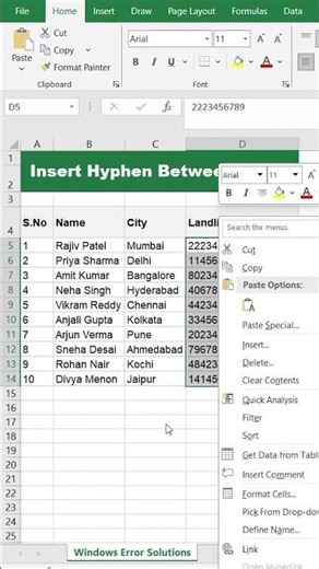 Insert Hyphen Between Digits in Excel #ExcelForBeginners #EasyExcelTips #ExcelTricks #ExcelShorts