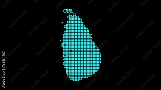 Sri Lanka digital map. Map of Sri Lanka in dotted style. Shape of the country filled with rectangles. Charming video.