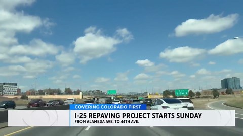 Interstate 25 to be resurfaced in Denver through January 2026 starting on Sunday, CDOT says