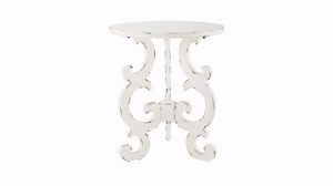 Powell Distressed White End Hillary Table (PAMZN1842)
